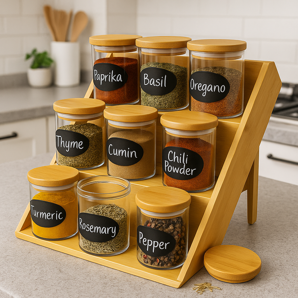 Ensemble de 9 pots à épices 250ml avec support pliable