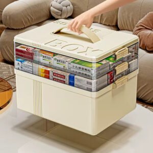 Boîte à pharmacie pour médicaments double étage