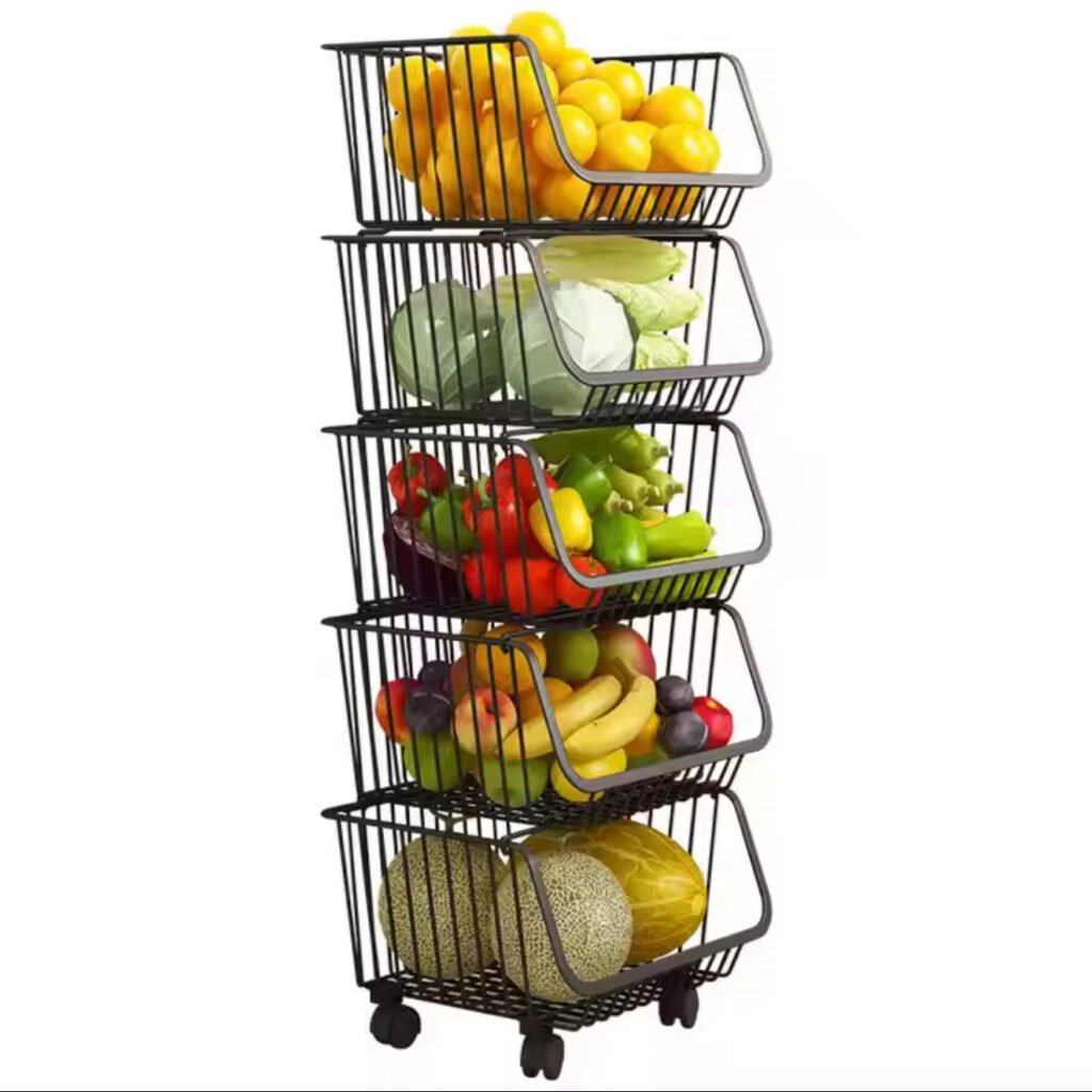 Étagère métallique à 5 paniers pour cuisine