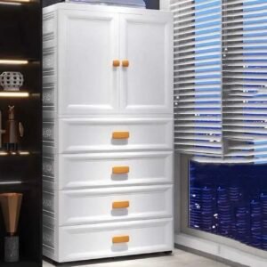 Armoire/Tiroirs de rangement en plastique dur pour enfants- MODÈLE BLANC DORÉ- DAKAR