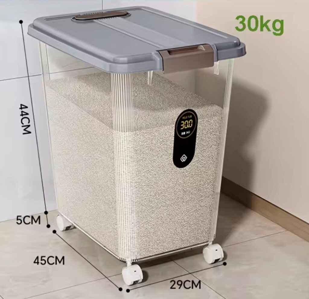 Bac à riz Hermétique 30kg avec roulettes
