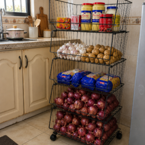 Étagère à Fruits et Légumes – 5 Paniers avec Roulettes