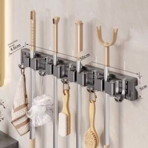 Support mural pour balais et accessoires de nettoyage