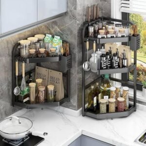 Étagère de rangement d’angle pour cuisine – 2 ou 3 niveaux