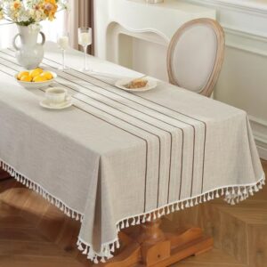 Nappe 220*140 4 à 6 places (beige rayée)